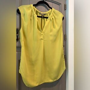 Halston Heritage Neckline Pleated sleeveless blouse, Size Medium, chartreuse